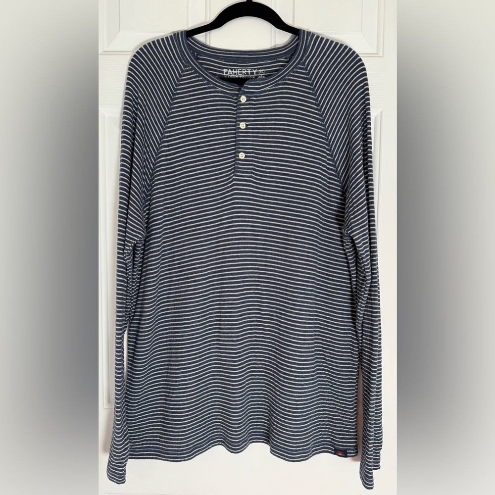 Faherty Men's Cloud Cotton Long Sleeve Henley Size XL